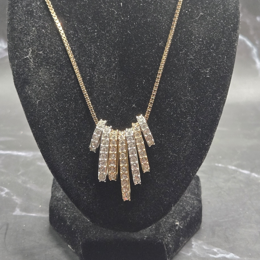 Pre-Loved Swarovski "Dance" Sliding Two Tone Crystal Pendant Box Chain Necklace - Picture 7 of 7
